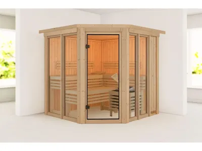 Sauna Airi naturbelassen mit bronzierter Ganzglastür Produktbild #4