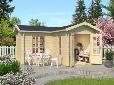 Gartenhaus Blockbohlenhaus Portsmouth 44 44 mm naturbelassen Produktbild #1