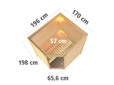 Massivholzsauna 38 mm Mila SPARSET inkl. 9 kW Saunaofen und ext. Steuerung Produktbild #7