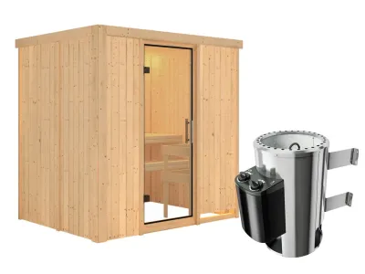 Sauna Systemsauna Fanja Klarglas Ganzglastür + Plug & Play Saunaofen mit Steuerung Produktbild #7