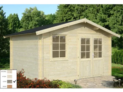 Gartenhaus Blockbohlenhaus Klara 10,4 m² 28 mm grau tauchimprägniert Produktbild #1