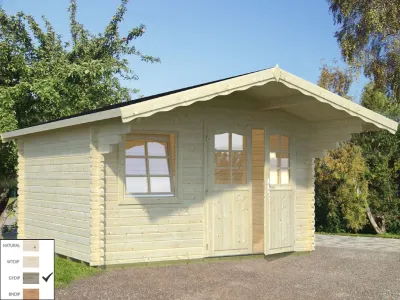 Gartenhaus Blockbohlenhaus Sally 12,3 m² 44 mm grau tauchimprägniert Produktbild #1
