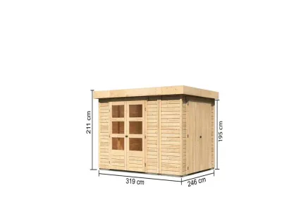 Gartenhaus SET Retola 4 19 mm naturbelassen, inkl. Anbauschrank Produktbild #1