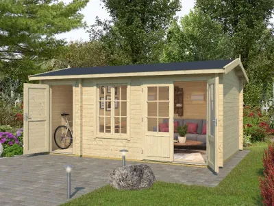 Gartenhaus Blockbohlenhaus Wrexham 1 44 mm naturbelassen Produktbild #2