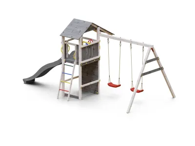 Spielturm Smart 5 grau/weiß inkl. Rutsche grau Produktbild #4
