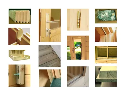 Gartenhaus Blockbohlenhaus Susanna 16,4 m² 44 mm grau tauchimprägniert Produktbild #6