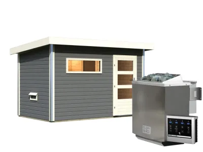 Saunahaus Skrollan 1 mit Klarglastür, inkl. 9 kW Bio-Ofen mit externer Steuerung Produktbild #6