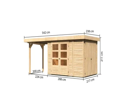 Gartenhaus SET Retola 2 19 mm naturbelassen, inkl. 2,4 m Anbaudach + Anbauschrank Produktbild #10