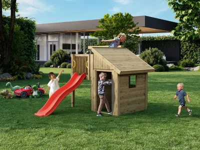 Spielturm Tibalu KDI inkl. Rutsche grün Produktbild #1