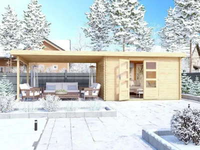 Gartenhaus Blockbohlenhaus Trittau 5 38 mm mit Varianten Produktbild #1