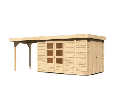 Gartenhaus SET Retola 6 19 mm naturbelassen, inkl. 2,8 m Anbaudach + Anbauschrank Produktbild #7