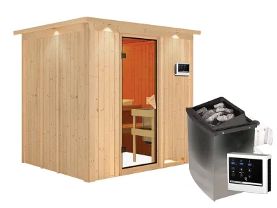 Sauna Systemsauna Sodin mit Dachkranz, inkl. 9 kW Ofen mit externer Steuerung Produktbild #12