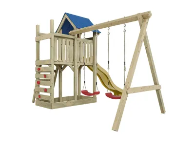 Spielturm Speedy KDI inkl. Doppelschaukel inkl. Rutsche gelb + Sitze rot Produktbild #6