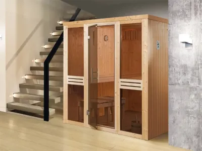 Sauna Elementsauna Kaarina 2 GT graphit Ganzglastür + 2 Fensterelemente Produktbild #1