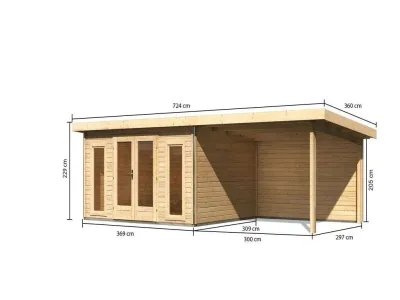 Gartenhaus SET Radeburg 2 40 mm naturbelassen inkl. 3,3 m Anbaudach + Rückwand Produktbild #9