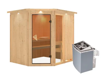 Sauna Systemsauna Fiona 2 mit Dachkranz, inkl. 9 kW Saunaofen integr. Steuerung Produktbild #8