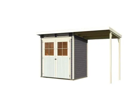 Gartenhaus SET Glücksburg 2 ECO 19 mm terragrau, inkl. 1,9 m Anbaudach Produktbild #9