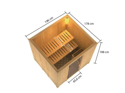 Elementsauna 68 mm Celine 2 SPARSET inkl. 9 kW Saunaofen und int. Steuerung Produktbild #8