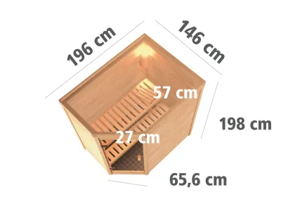 Massivholzsauna 38 mm Katie SPARSET inkl. 3,6 kW Bio P&P Ofen und ext. Steuerung Produktbild #2