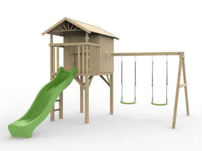 Stelzenhaus Tree Hut KDI inkl. Doppelschaukel und Rutsche grün Produktbild #4