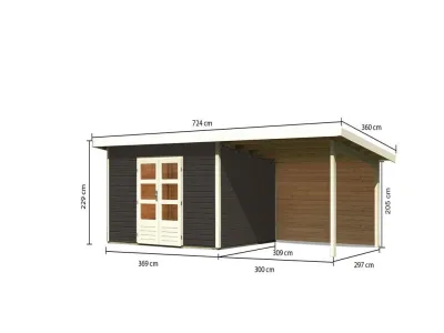 Gartenhaus SET Northeim 4 - Terragrau, inkl. 3,3 m Anbaudach + Rückwand Produktbild #4