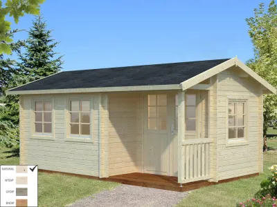 Gartenhaus Blockbohlenhaus Susanna 12,4 m² 44 mm naturbelassen Produktbild #1