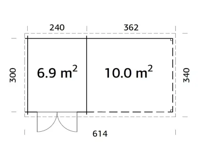 Gartenhaus Blockbohlenhaus Ella 6,9+10,0 m² 28 mm transparent tauchimprägniert Produktbild #4