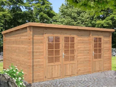 Gartenhaus Blockbohlenhaus Ella 13,1 m² 28 mm braun tauchimprägniert Produktbild #1