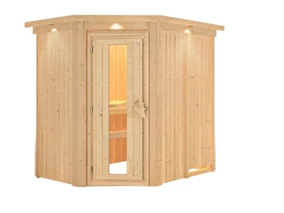 Systemsauna Carin mit Dachkranz, Holztür mit Isolierglas Produktbild #9