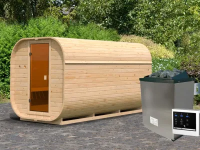 Fasssauna Quadro 3 SET naturbelassen Produktbild #2