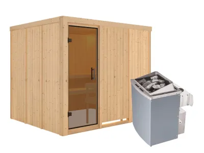 Systemsauna Gobin graphit Ganzglastür, inkl. 9 kW Saunaofen integr. Steuerung Produktbild #2