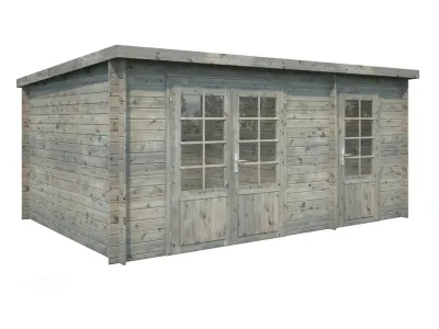 Gartenhaus Blockbohlenhaus Ella 13,1 m² 28 mm grau tauchimprägniert Produktbild #2