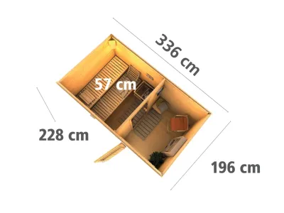 Saunahaus Skrollan 1 mit Klarglastür, inkl. 9 kW Bio-Ofen mit externer Steuerung Produktbild #7