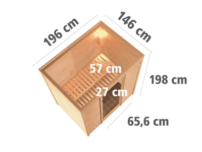 Sauna Massivholzsauna Sonja Klarglas Ganzglastür Produktbild #5