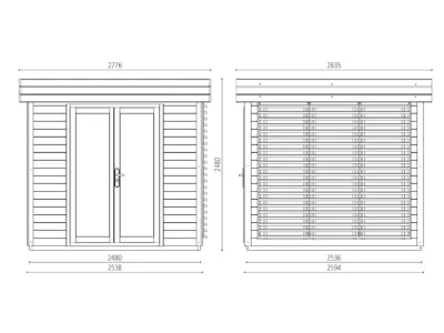 Gartenhaus Homeoffice Ivar 28 mm naturbelassen mit 164 cm Anbau Produktbild #5