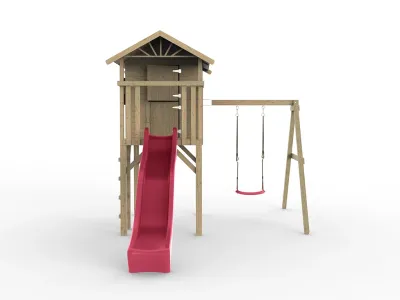 Stelzenhaus Tree Hut KDI inkl. Einzelschaukel und Rutsche pink Produktbild #4