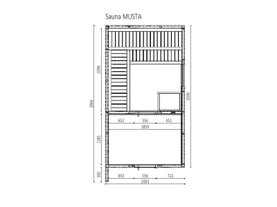 Gartensauna Musta 72 mm mit Glastür, Schwarz lasiert Produktbild #8