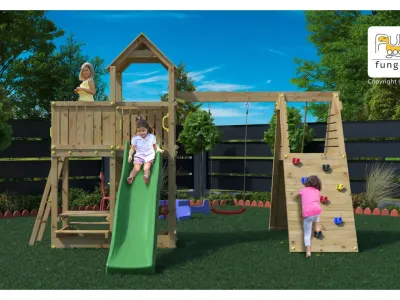 Spielturm Fluppi KDI inkl. Einzelschaukel + Rutsche Produktbild #1