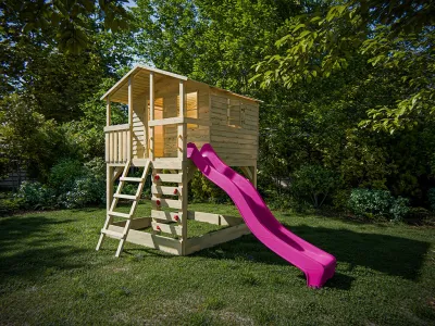 Stelzenhaus Henry kesseldruckimprägniert inkl. Rutsche pink Produktbild #1