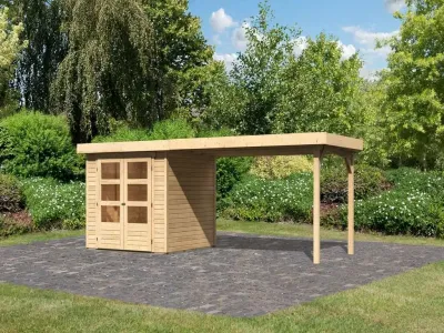 Gartenhaus SET Askola 2 19 mm naturbelassen, inkl. 2,8 m Anbaudach Produktbild #8