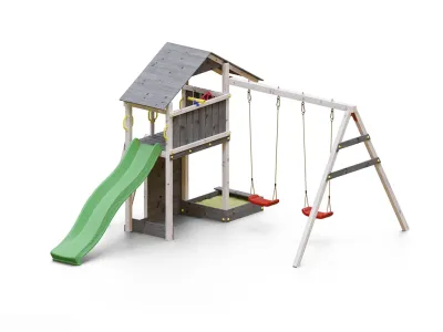 Spielturm Smart 2 grau-weiß inkl. Rutsche grün Produktbild #4