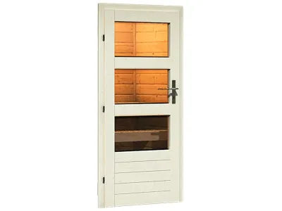 Saunahaus Skrollan 3 mit moderner Tür terragrau + 9 kW Bio-Kombiofen mit ext. Strg. Produktbild #2