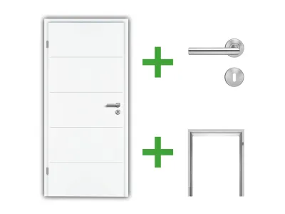 Türenset Royal 451 Weißlack RAL 9016 - Türblatt, Zarge, Drückergarnitur Produktbild #9