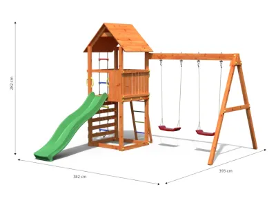 Spielturm Bento B teakfarben inkl. Rutsche grün Produktbild #6