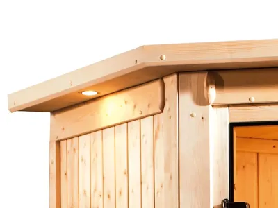 Sauna Systemsauna Nanja mit Dachkranz, inkl. Plug & Play Bio-Ofen externe Steuerung Produktbild #4