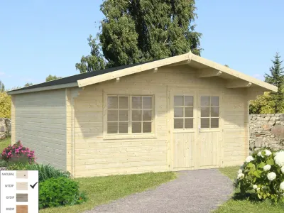 Gartenhaus Blockbohlenhaus Britta 19,7 m² 40 mm transparent tauchimprägniert Produktbild #1