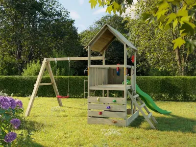 Spielturm Little Monkey KDI inkl. Rutsche grün Produktbild #2