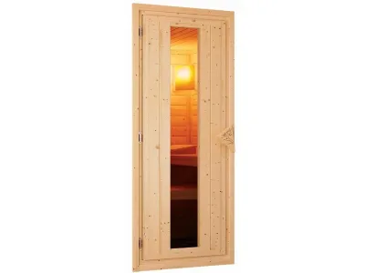 Sauna Massivholzsauna Mia mit Dachkranz, inkl. 9 kW Ofen mit integrierter Steuerung Produktbild #4