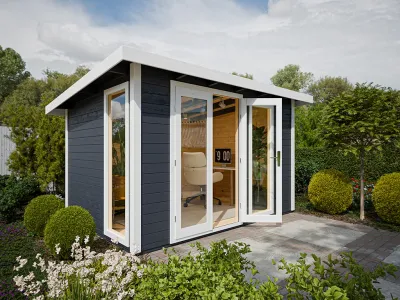 Gartenhaus Homeoffice Karvo 2 28 mm Anthrazit/Weiß Produktbild #2