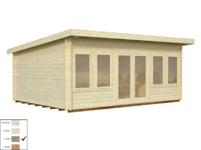 Gartenhaus Blockbohlenhaus Lisa 19,4 m² 44 mm grau tauchimprägniert Produktbild #5